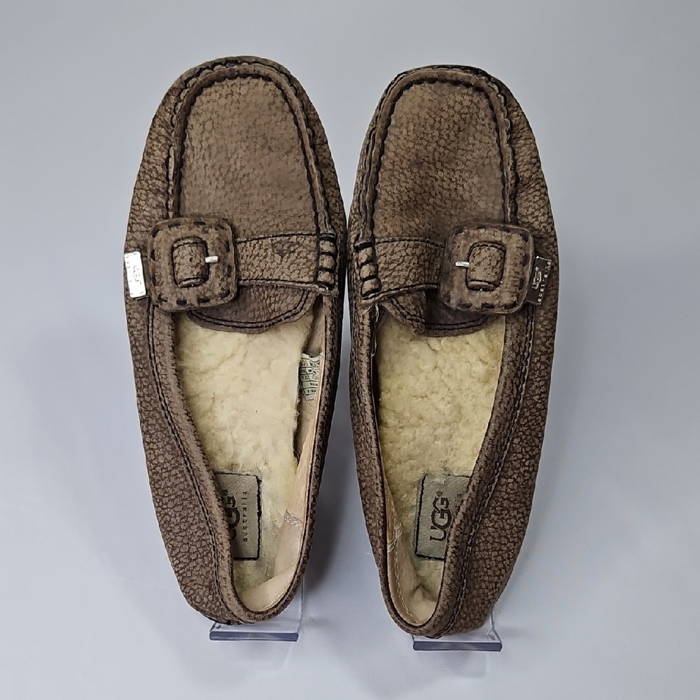 UGG Australian Women's Brown Sheepskin Loafers with Buckle Detail Sz 7.5